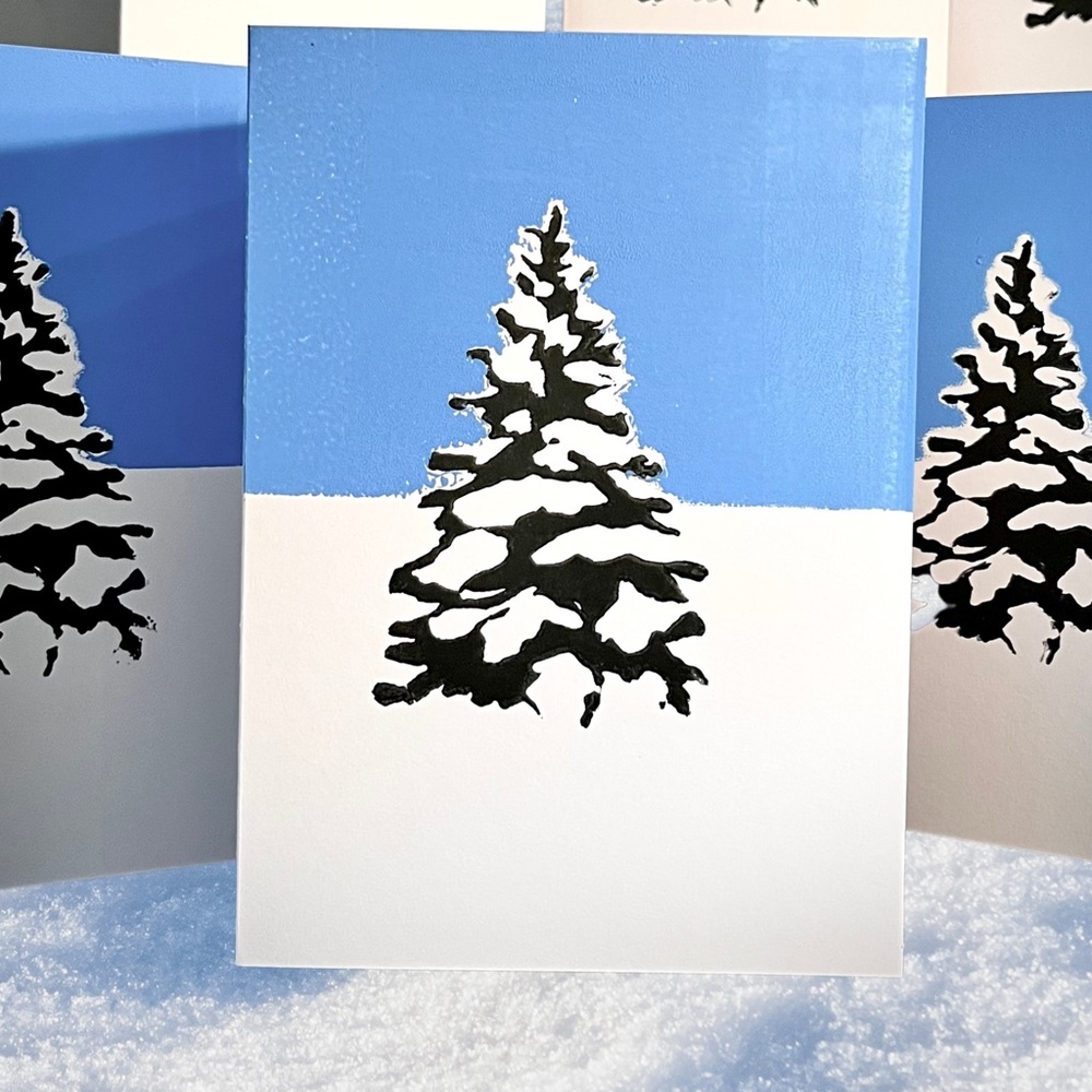 5x7 folded cards featuring limited edition lino prints. Envelope included.